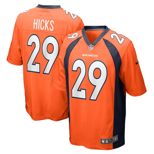 mens nike faion hicks orange denver broncos game player jersey